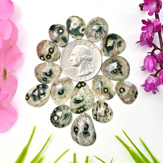 76.75carats Ocean Jasper  Mix Shape Cabochon 14x19mm - 10x14mm  AA Grade Gemstone Parcel - Total 15 Pcs