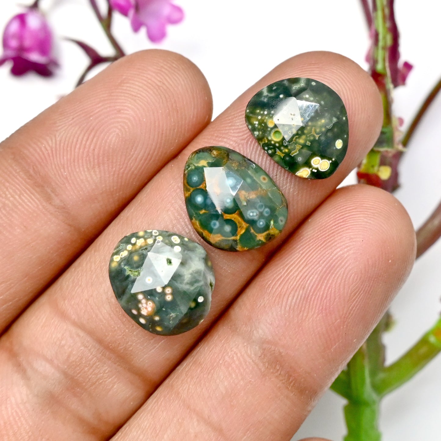 54.05carats Ocean Jasper  Mix Shape Cabochon 11x13mm - 12x14mm  AA Grade Gemstone Parcel - Total 15 Pcs