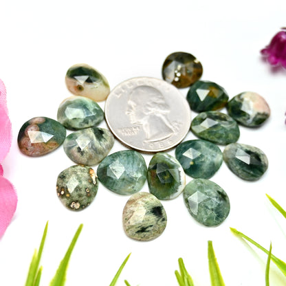 57.6cts Ocean Jasper Rose Cut 12x14mm - 11x13mm Freeform Shape AA Grade Gemstone Parcel -Total 15 Pcs