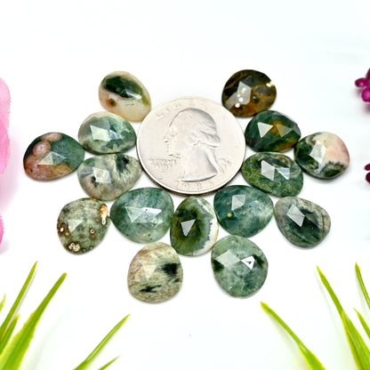 57.6cts Ocean Jasper Rose Cut 12x14mm - 11x13mm Freeform Shape AA Grade Gemstone Parcel -Total 15 Pcs