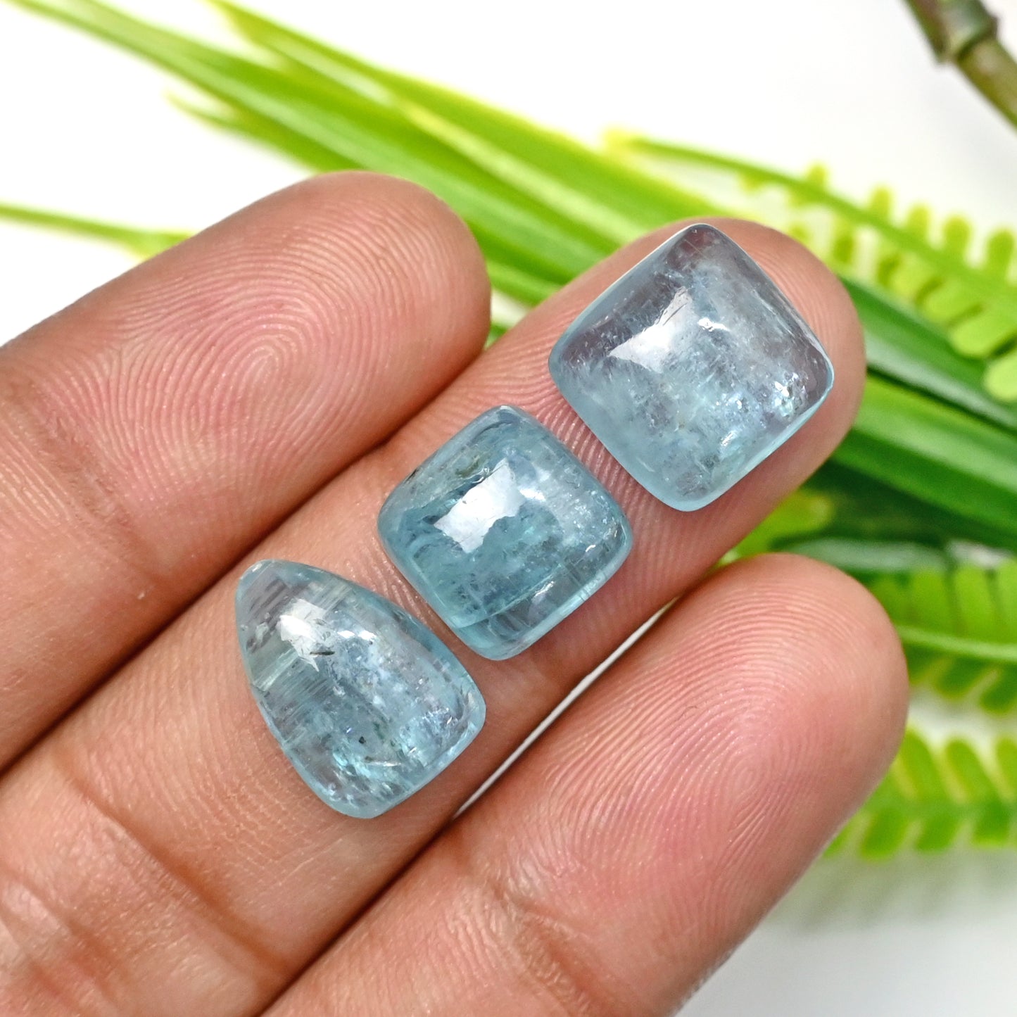 43.85cts. Paraiba Aqua Kyanite 7x9mm - 11x15mm Smooth Cabochons AA Grade Gemstone Parcel - Total 8 Pcs