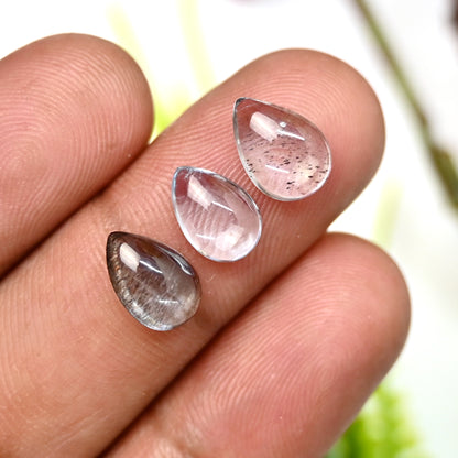 20.65cts Moss Aquamarine Smooth Cabochon 6x8mm - 7x10mm Freeform Shape AA Grade Gemstone Parcel -Total 15 Pcs