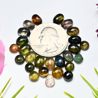 41,35 ct Petro-Turmalin, glatter Cabochon, 8 x 6 mm – 7 x 7 mm, ovale Form, Edelsteinpaket der Güteklasse AA, insgesamt 26 Stück