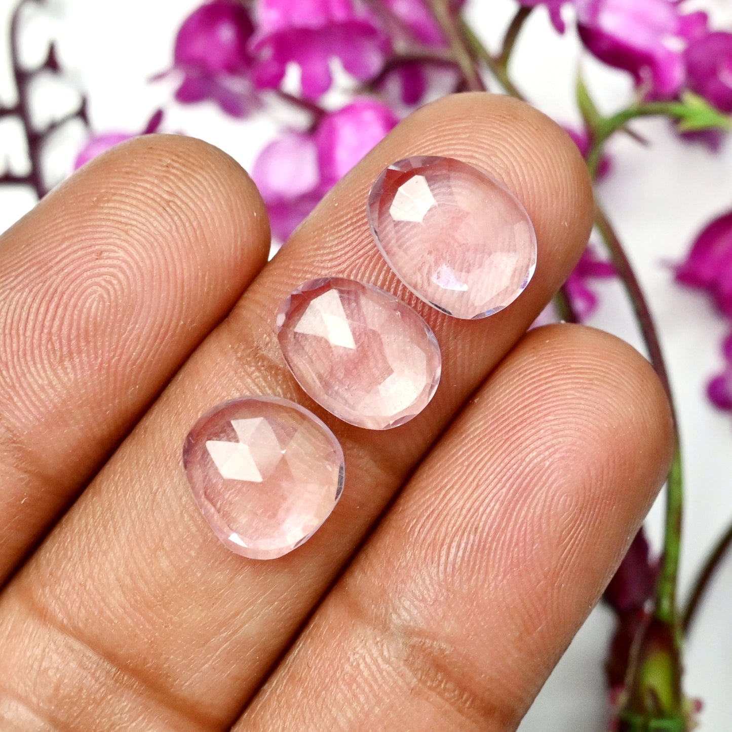 63.95cts Pink Amethyst Rose Cut Mix Shape 8x11mm, 9x12mm AA Grade Gemstone -Total 25 Pcs