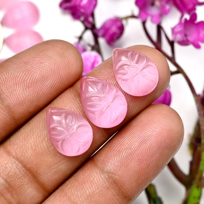 75.05cts Pink Chalcedony Mughal Carving 10x14mm AA Grade Gemstone Parcel -Total 15 Pcs