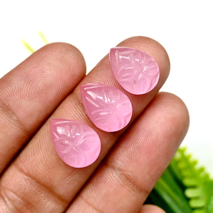 75.65cts Pink Chalcedony Mughal Carving 10x14mm AA Grade Gemstone Parcel -Total 15 Pcs