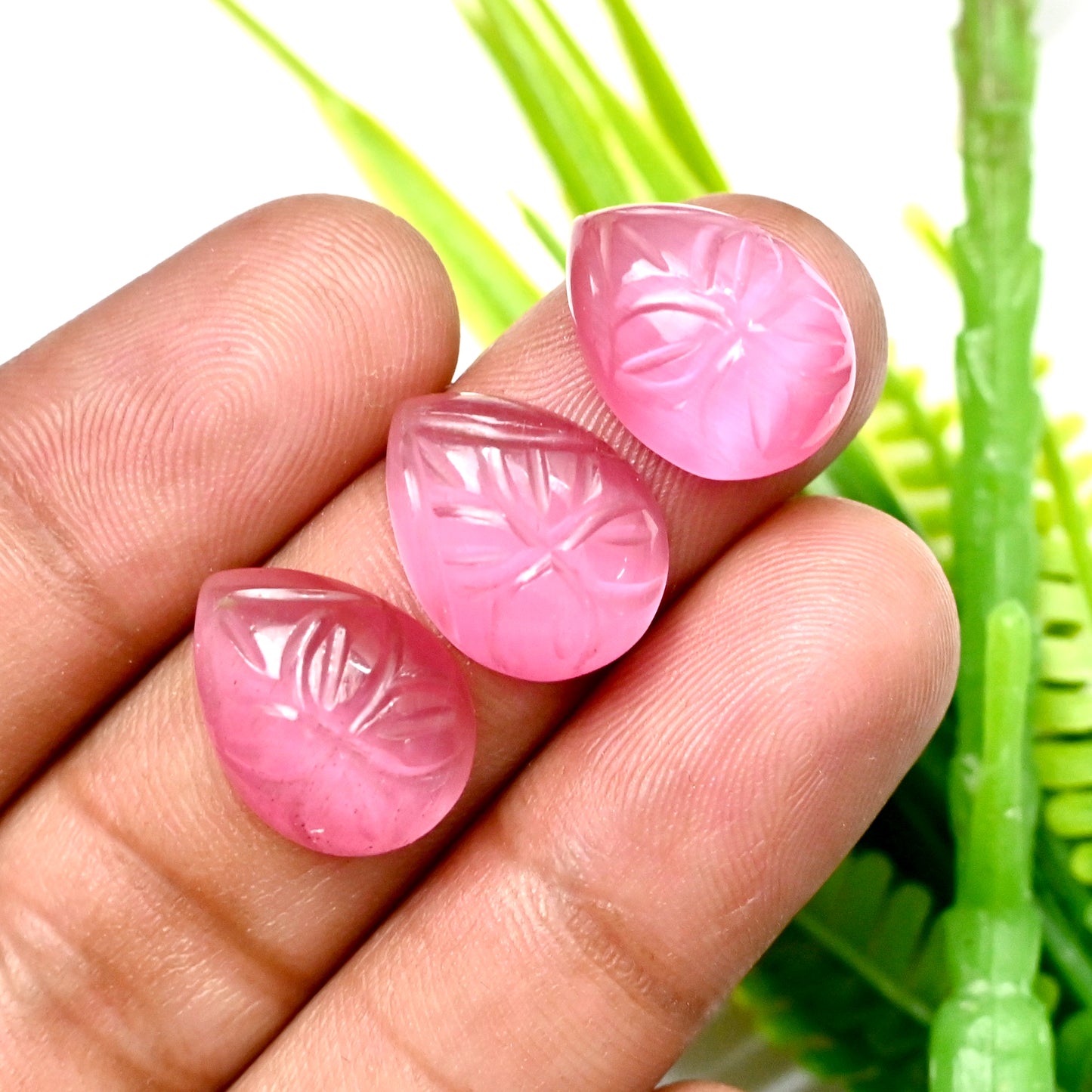 72.10cts Pink Chalcedony Mughal Carving 12x16mm AA Grade Gemstone Parcel -Total 10 Pcs