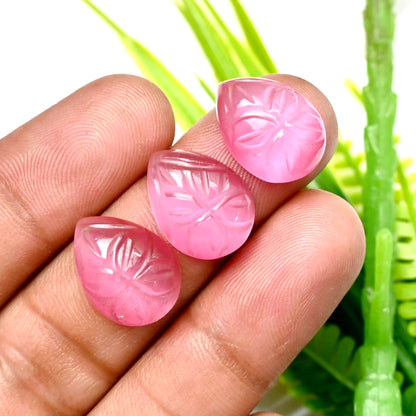 72,10 ct rosa Chalcedon Mughal Schnitzerei 12 x 16 mm AA Qualität Edelstein Paket - insgesamt 10 Stück