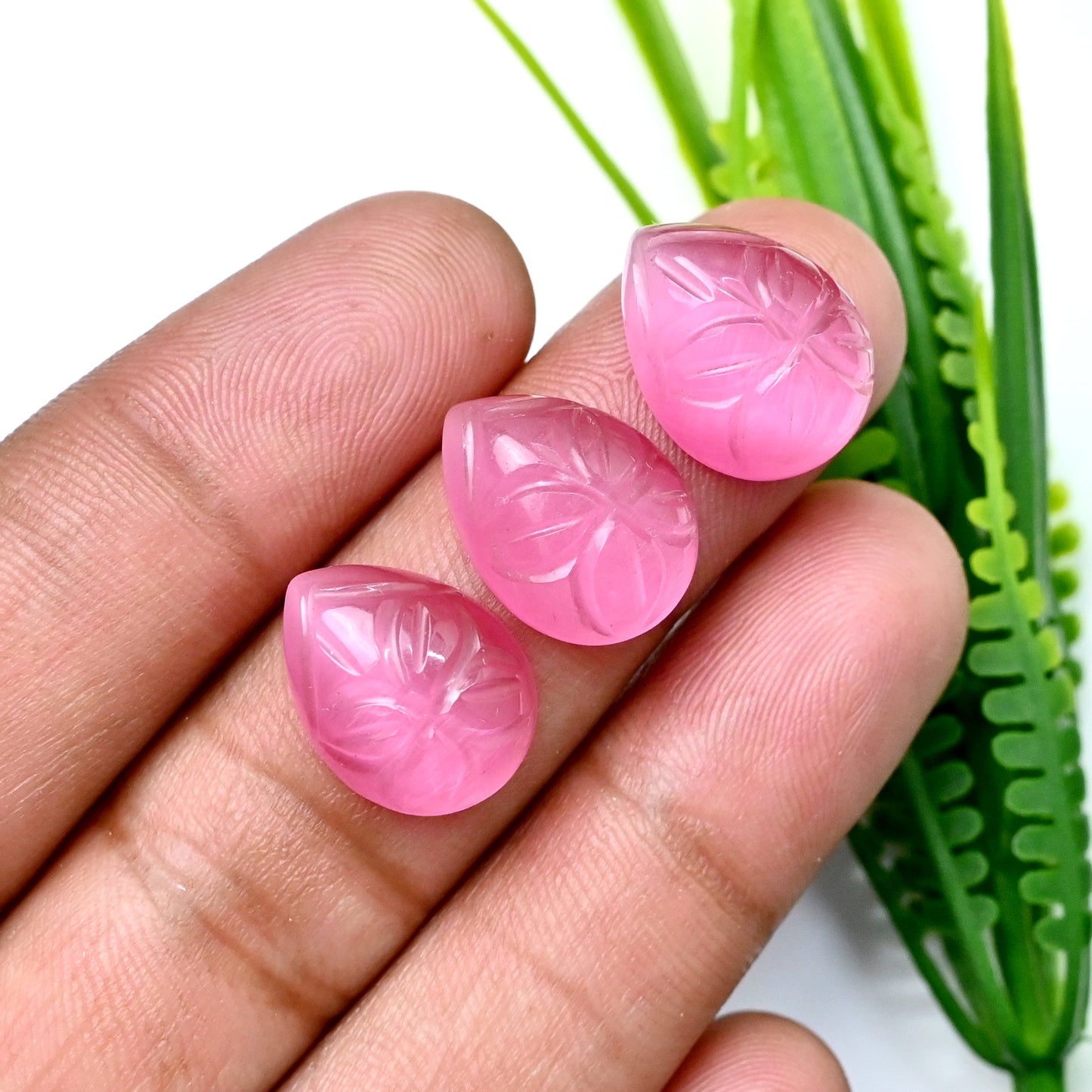 76.05cts Pink Chalcedony Mughal Carving 12x16mm AA Grade Gemstone Parcel -Total 10 Pcs