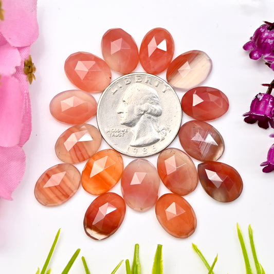 79.45cts Natural Botswana Agate 10x14mm Rose Cut Cabochon Oval Shape AAA Grade Gemstone Parcel -Total 15 Pcs