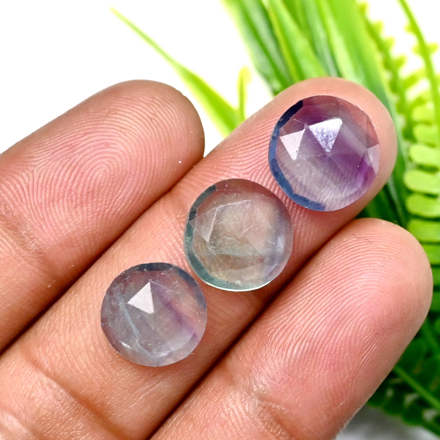 81.05cts Fluorite Rose Cut Cabochon 10x14mm - 11x13mm AA Grade Gemstone Parcel - Total 20 Pcs