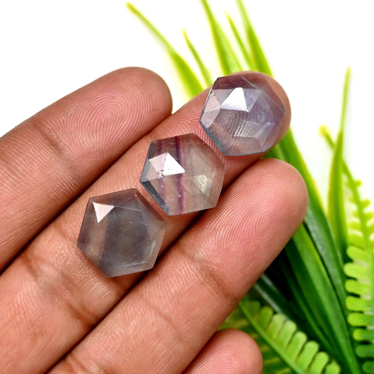 82.85cts Green Fluorite Hexagon Rose Cut Cabochon 13x13mm - 14x14mm AA Grade Gemstone Parcel - Total 13 Pcs