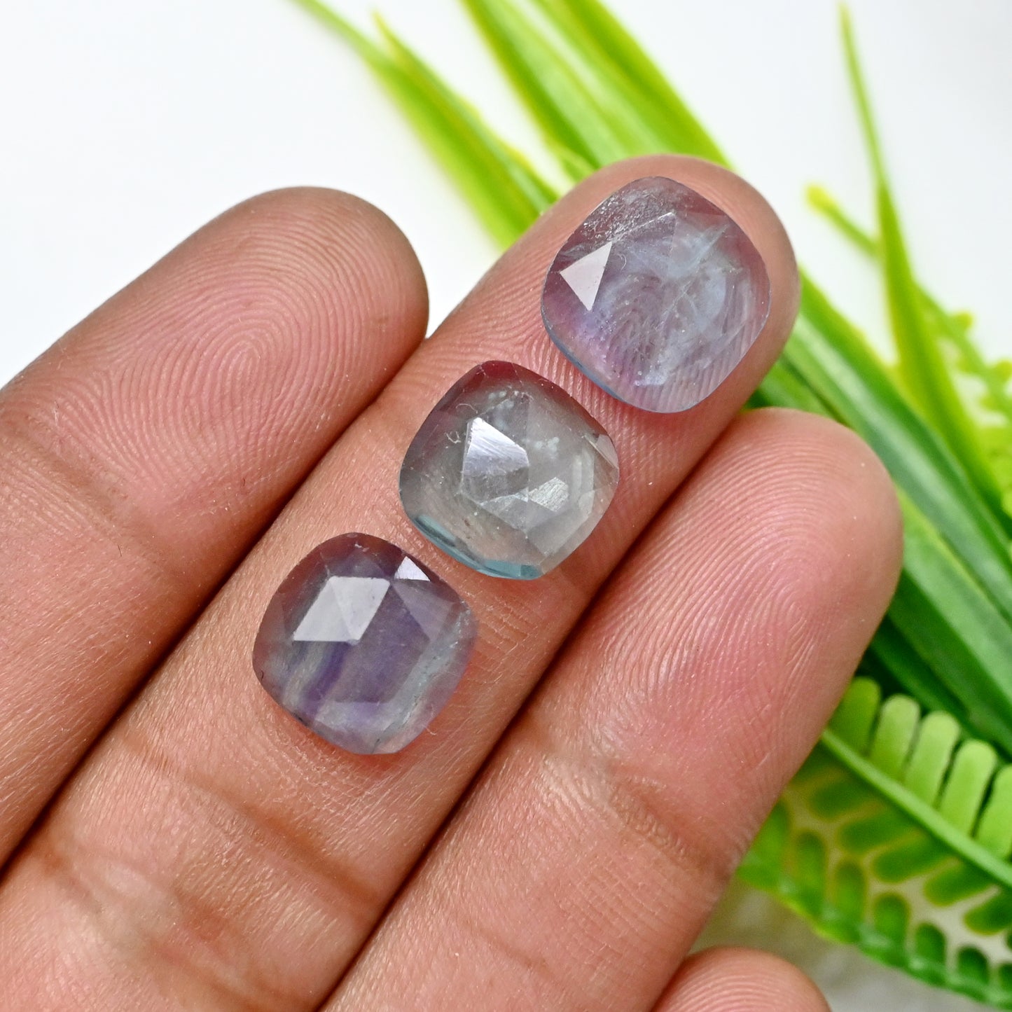 81cts Fluorite Rose Cut Cabochon 10x10mm - 13x13mm Free Form Shape AA Grade Gemstone Parcel - Total 17 Pcs