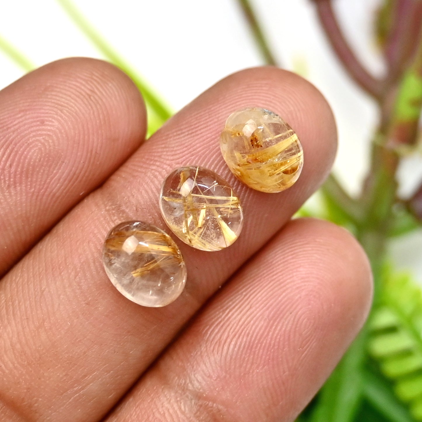 60.75 cts Golden Rutilated Quartz Cabochon 8x10mm - 7x9mm Mix Shape AA Grade Gemstone Parcel -Total 27 Pcs