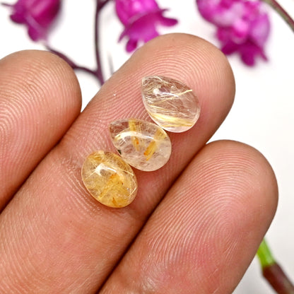 52.35cts Golden Rutilated Quartz Cabochon 5x7mm - 7x9mm Mix Shape AA Grade Gemstone Parcel -Total 38 Pcs