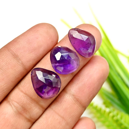 82.95cts Natural Amethyst 10x14mm - 11x15mm Rose Cut Cabochon Free Form Shape AA Grade Gemstone Parcel -Total 19 Pcs