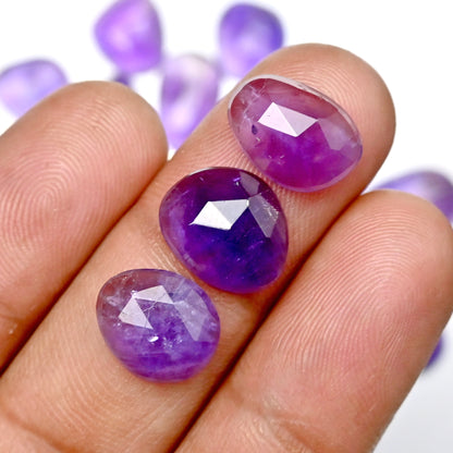 85.2cts Natural Amethyst 7x9mm - 9x13mm Rose Cut Cabochon Free Form Shape AA Grade Gemstone Parcel -Total 29 Pcs