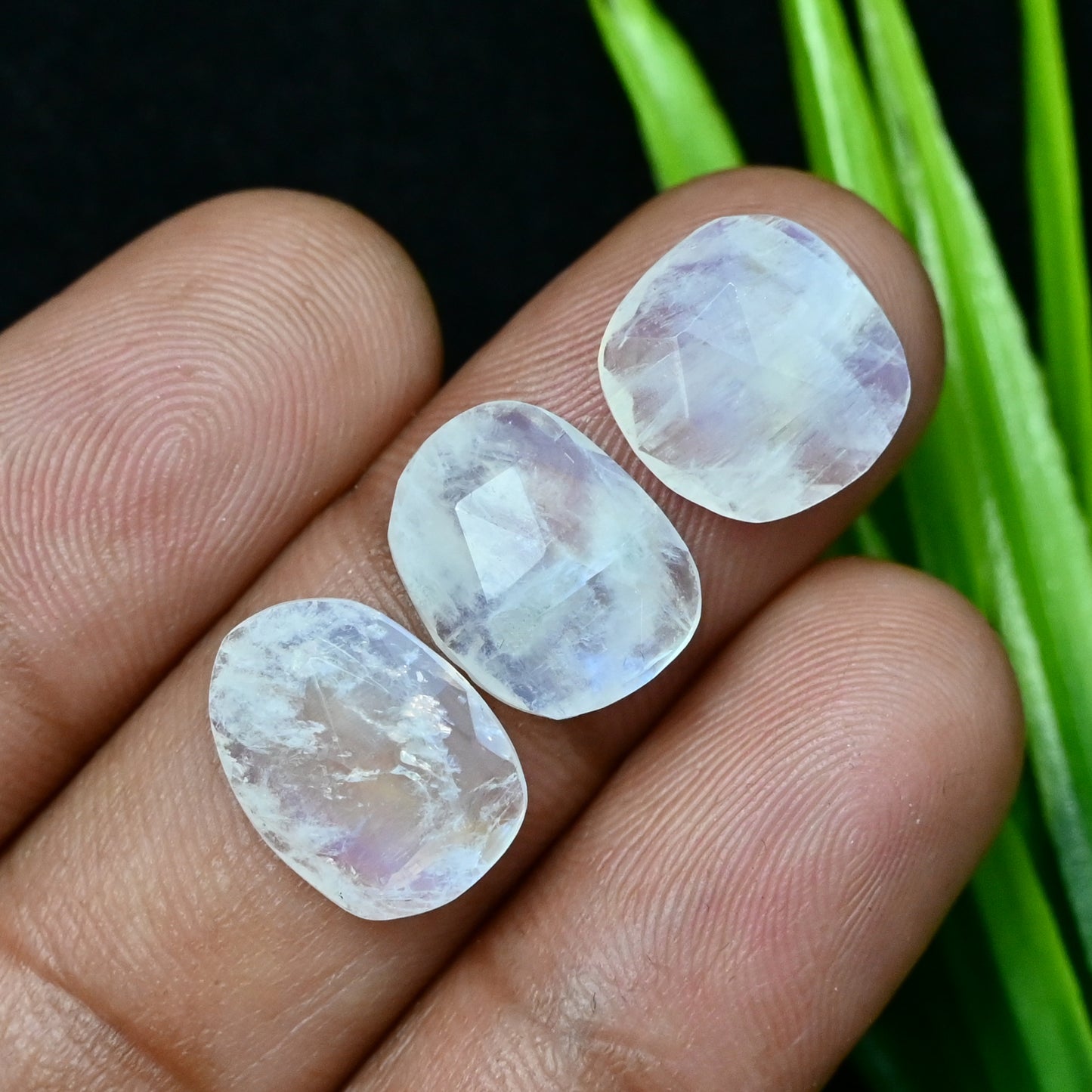 51.45cts Rainbow Moonstone Rosecut 9x13mm and 10x14mm Freeform Shape AA Grade Gemstone Parcel -Total 15 Pcs