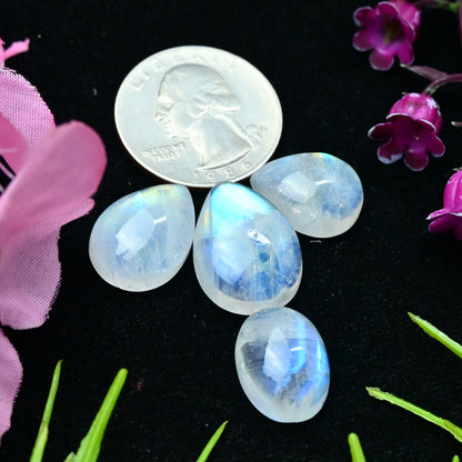 41.2cts Rainbow Moonstone Smooth Cabochons 14x20mm - 12x16mm Mix Shape AA Grade Gemstone Parcel -Total 4 Pcs