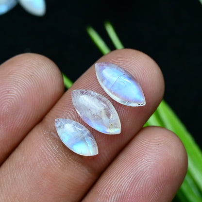 48.3cts Rainbow Moonstone Smooth Cabochons 6x9mm - 6x12mm Mix Shape AA Grade Gemstone Parcel -Total 29 Pcs