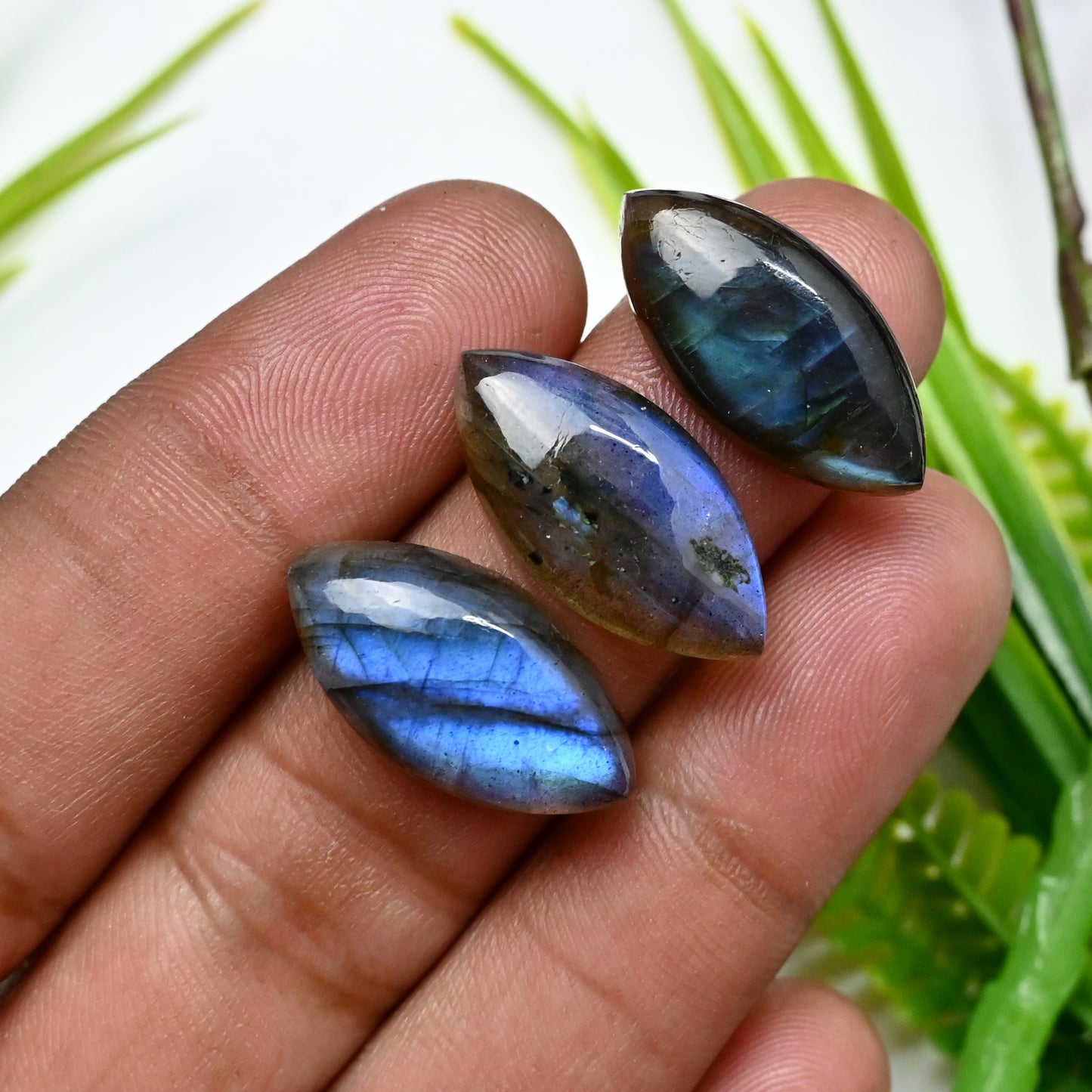 80.4cts Labradorite Smooth Cabochon 12x16mm - 11x23mm AA Grade Gemstone Parcel - Total 8 Pcs