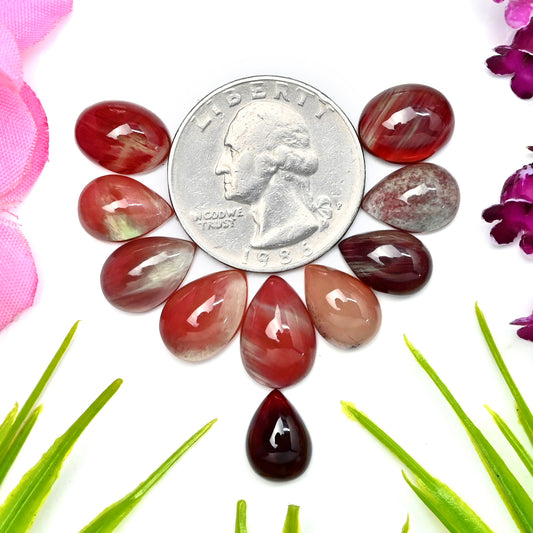 34.8cts Andesine Smooth Cabochon 9x14mm - 8x11mm Free Form Shape AA Grade Gemstone Parcel -Total 10 Pcs