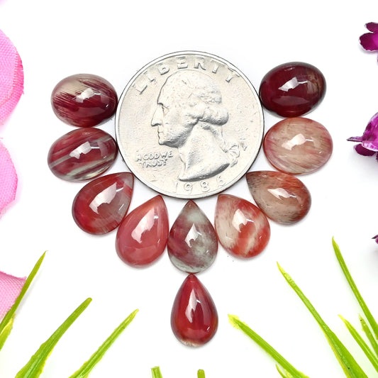 31cts Andesine Smooth Cabochon 9x11mm - 8x12mm Free Form Shape AA Grade Gemstone Parcel -Total 10 Pcs