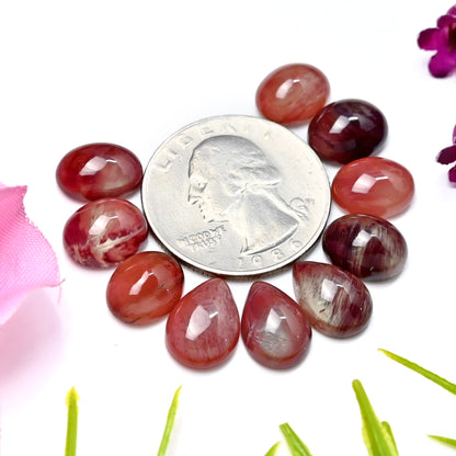 32.9cts Andesine Smooth Cabochon 8x11mm - 9x13mm Free Form Shape AA Grade Gemstone Parcel -Total 10 Pcs