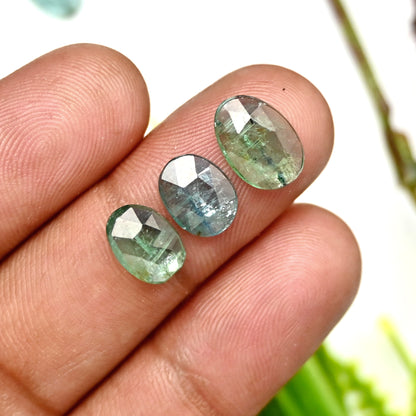 36,45 ct Smaragd Bio Grüner Kyanit Rosenschliff Cabochon 7x11mm - 6x10mm Oval Form AA Qualität Edelstein Paket - Insgesamt 17 Stück