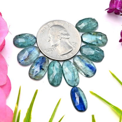 40.60cts Emerald Green Bio Kyanite Rose Cut Cabochon 7x14mm - 9x14mm Mix Shape AAA Grade Gemstone Parcel -Total 10 Pcs