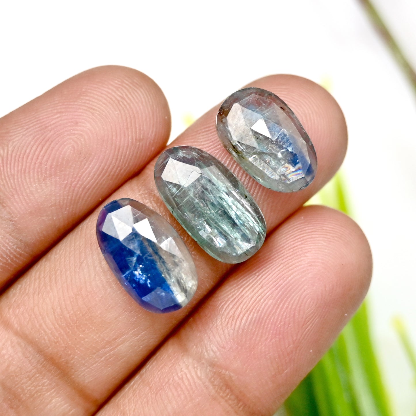 41,9 ct Smaragd Bio Grüner Kyanit Rosenschliff Cabochon 9x14mm - 8x15mm Oval Form AA Qualität Edelstein Paket - Insgesamt 10 Stück