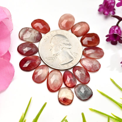 29.05cts Andesine Rose Cut Cabochon 7x12mm - 8x13mm Free Form Shape AA Grade Gemstone Parcel -Total 15 Pcs