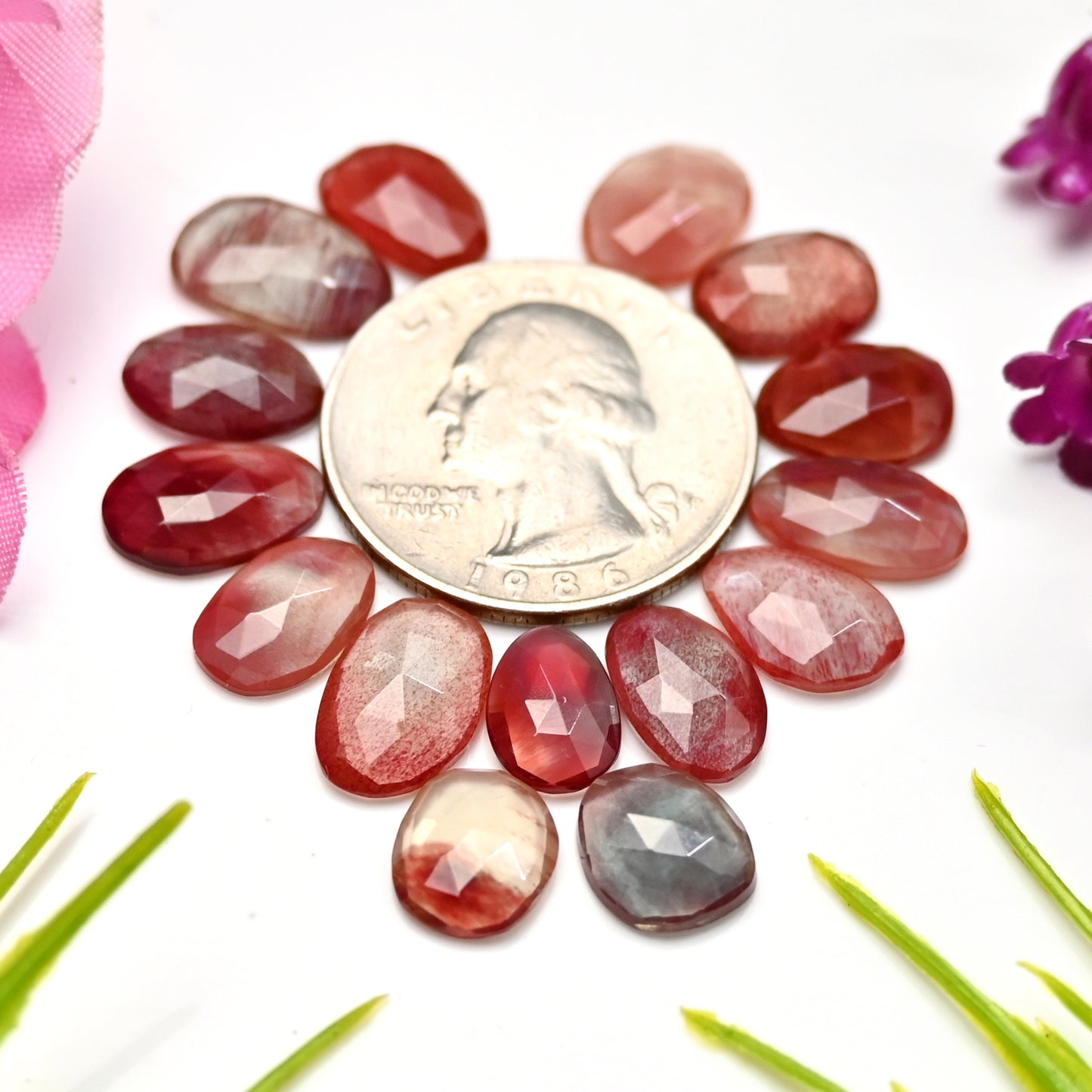 29.05cts Andesine Rose Cut Cabochon 7x12mm - 8x13mm Free Form Shape AA Grade Gemstone Parcel -Total 15 Pcs