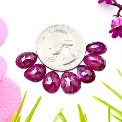 20.45cts Natural African Ruby Rose Cut Cabochon 9x11mm - 8x10mm AA Grade Gemstone Parcel - Total 7 Pcs