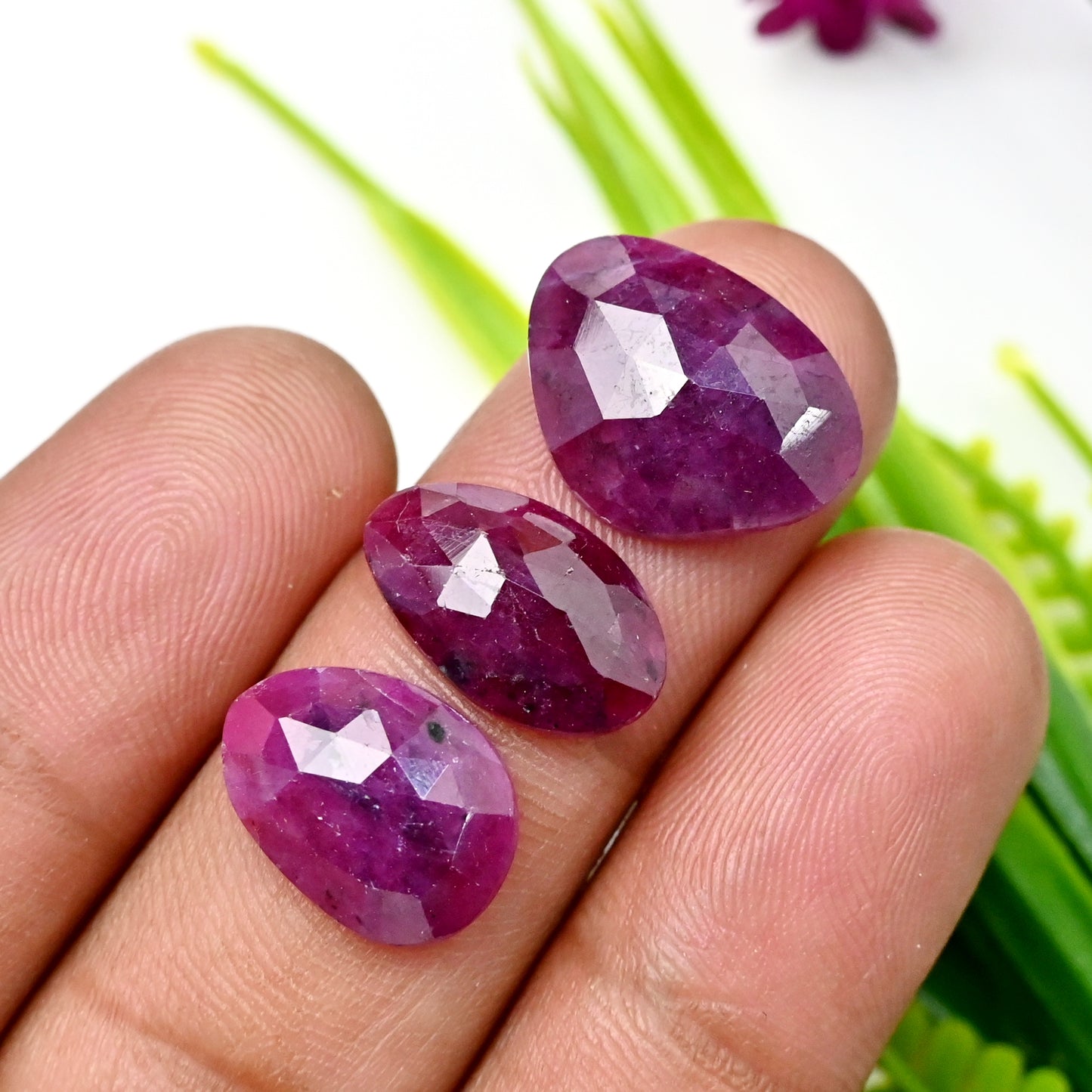 27cts Natural African Ruby Rose Cut Cabochon 12x16mm - 10x12mm AA Grade Gemstone Parcel - Total 5 Pcs