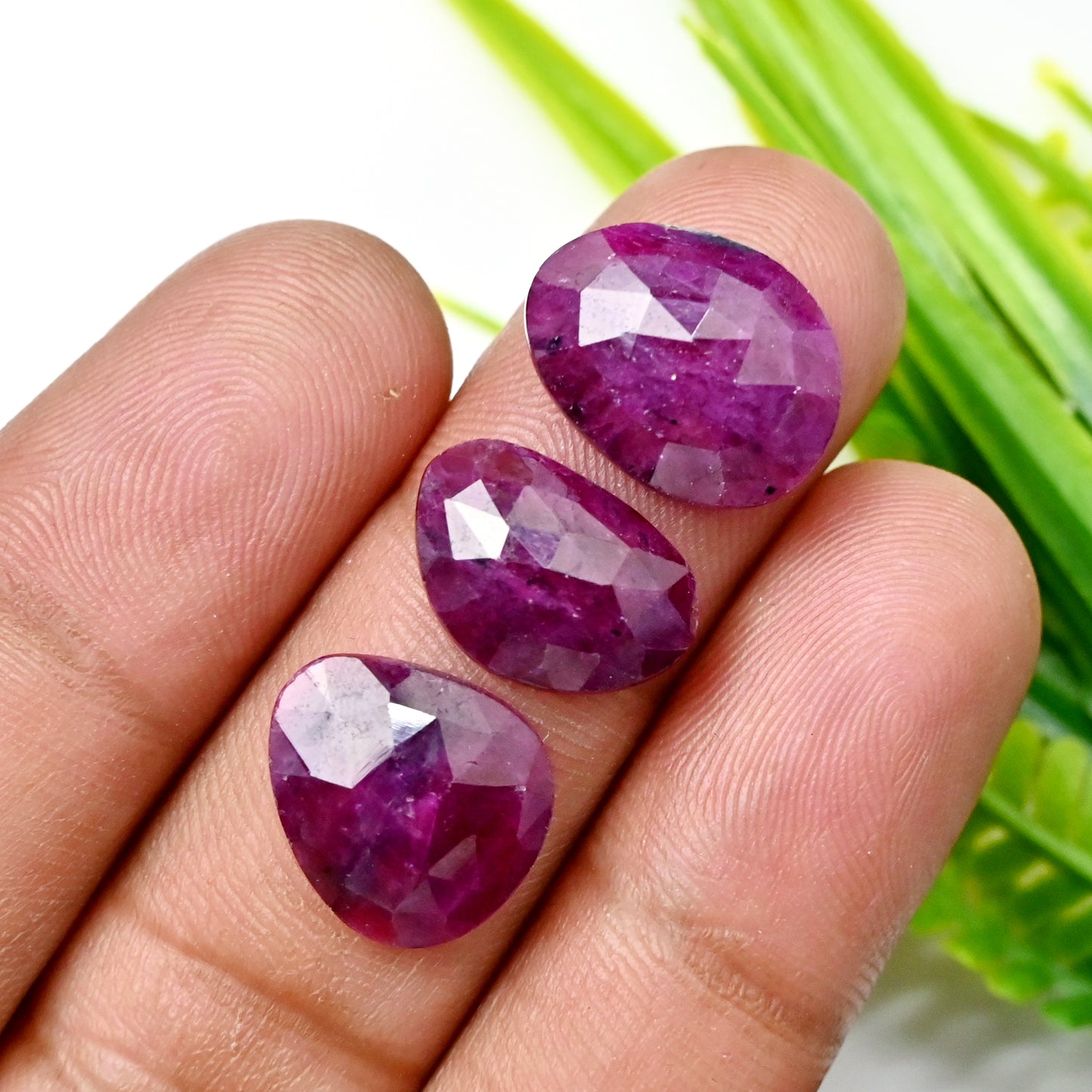 27cts Natural African Ruby Rose Cut Cabochon 11x15mm - 9x14mm AA Grade Gemstone Parcel - Total 5 Pcs