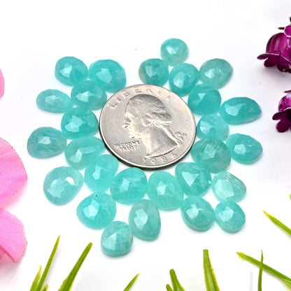 51.5cts Amazonite Rose Cut Cabochon 6x9mm - 8x10mm AA Grade Gemstone Parcel - Total 27 Pcs