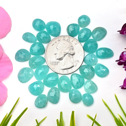 51.5cts Amazonite Rose Cut Cabochon 6x9mm - 8x10mm AA Grade Gemstone Parcel - Total 27 Pcs