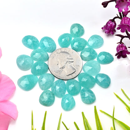 75.75cts Amazonite Rose Cut Cabochon 13x9mm - 14x10mm AA Grade Gemstone Parcel - Total 21 Pcs