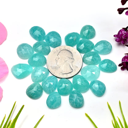 75.75cts Amazonite Rose Cut Cabochon 13x9mm - 14x10mm AA Grade Gemstone Parcel - Total 21 Pcs