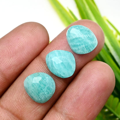 75.75cts Amazonite Rose Cut Cabochon 13x9mm - 14x10mm AA Grade Gemstone Parcel - Total 21 Pcs