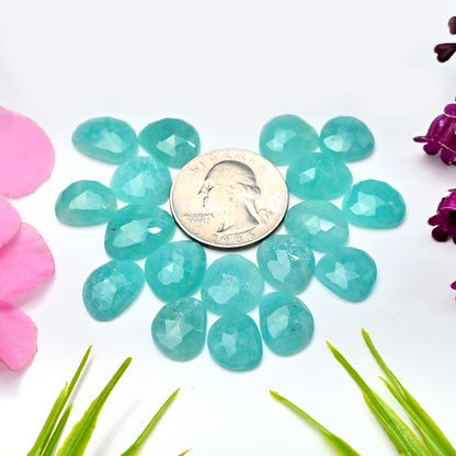 75.1cts Amazonite Rose Cut Cabochon 10x14mm - 12x15mm AA Grade Gemstone Parcel - Total 18 Pcs