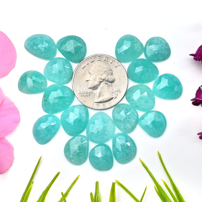 75.1cts Amazonite Rose Cut Cabochon 10x14mm - 12x15mm AA Grade Gemstone Parcel - Total 18 Pcs