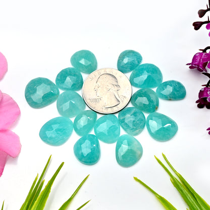 80.15cts Amazonite Rose Cut Cabochon 12x14mm - 13x16mm AA Grade Gemstone Parcel - Total 15 Pcs