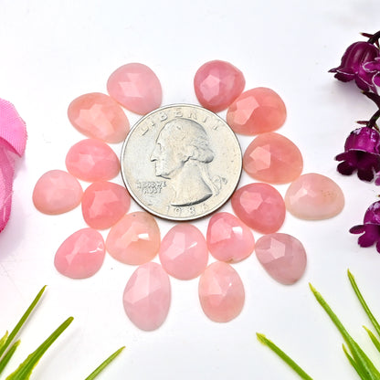 26.3cts Peruvian Pink Opal Rose Cut Cabochon 10x12mm - 9x11mm AA Grade Gemstone Parcel - Total 17 Pcs