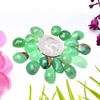 75.95cts Boulder Chrysoprase Rose cut Cabochon 9x16mm - 10x14mm Freeform Shape AA Grade Gemstone Parcel -Total 19 Pcs