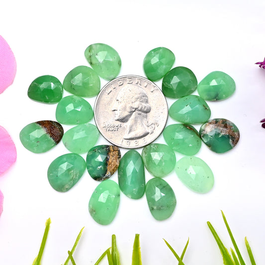 75.95cts Boulder Chrysoprase Rose cut Cabochon 9x16mm - 10x14mm Freeform Shape AA Grade Gemstone Parcel -Total 19 Pcs