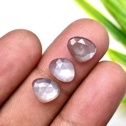 49.25cts Grey Moonstone Rose Cut Cabochon 7x9mm - 8x10mm Freeform Shape AA Grade Gemstone Parcel - Total 25 Pcs