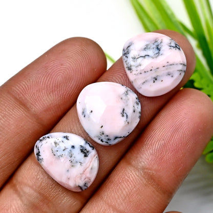 54.6cts Pink Opal with Dendrite Rose Cut Cabochon 13x17mm - 11x16mm AA Grade Gemstone Parcel - Total 11 Pcs