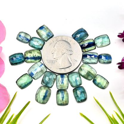 43.20cts Emerald Bio Green Kyanite Rose Cut Cabochon 6x8mm - 8x10mm Octagon Shape AA Grade Gemstone Parcel - Total 20 Pcs